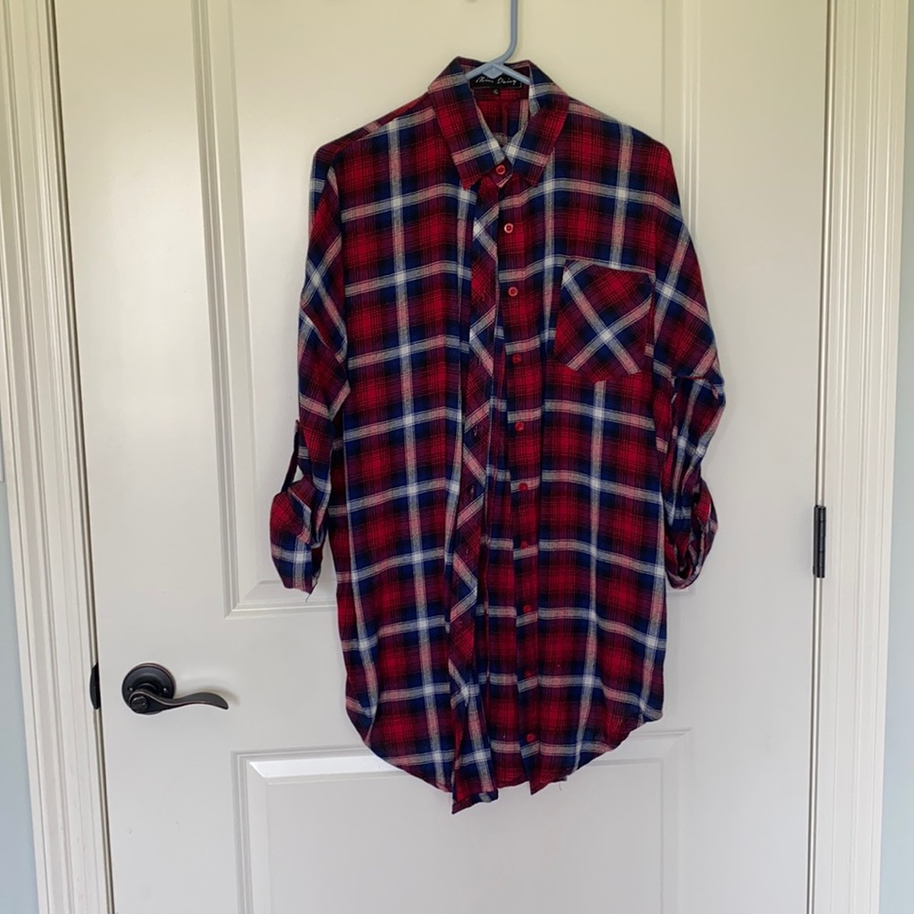 Size small oversized button down plaid top